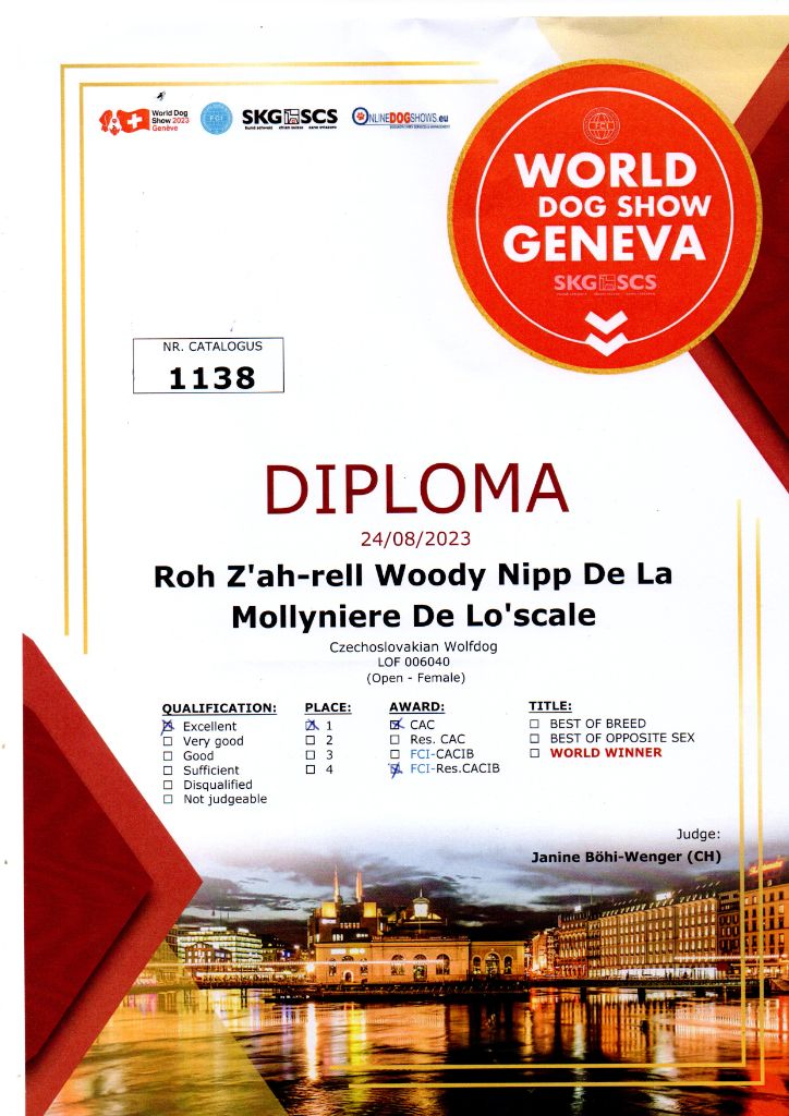 de la mollyniere de lo'scale - Vice Championne du Monde (Titre Honorifique)